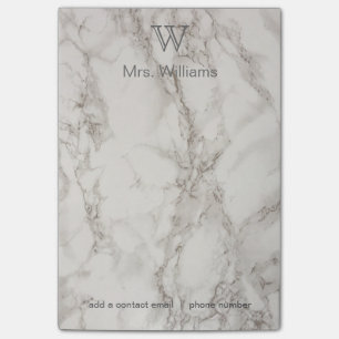 Personalised Monogrammed White Marble Post-it Notes