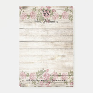 Personalised Monogrammed Wooden Background Post-it Notes