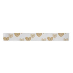 Personalised Monograms, Double the Golden Hearts  Satin Ribbon