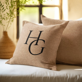 Personalised Monograms Faux Burlap Cushion