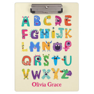 Personalised Monster ABC Silly Alphabet Monsters Clipboard