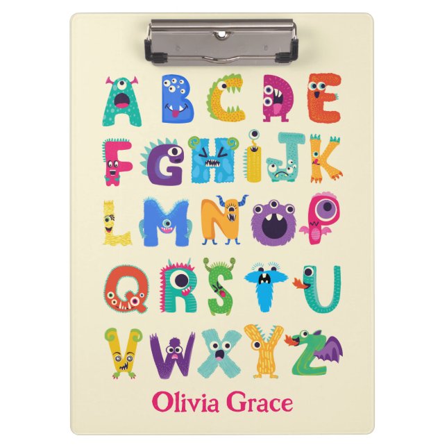 Personalised Monster ABC Silly Alphabet Monsters Clipboard (Front)