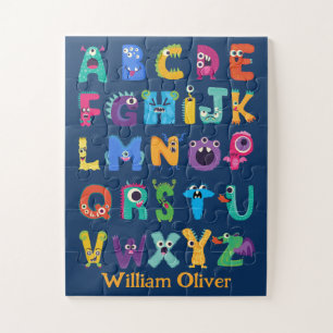 Personalised Monster ABC Silly Alphabet Monsters Jigsaw Puzzle
