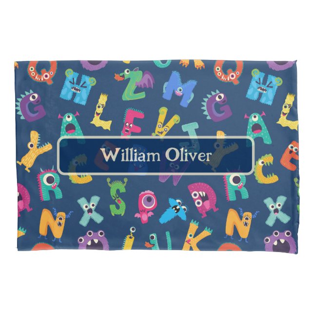 Personalised Monster ABC Silly Alphabet Monsters Pillowcase (Front)