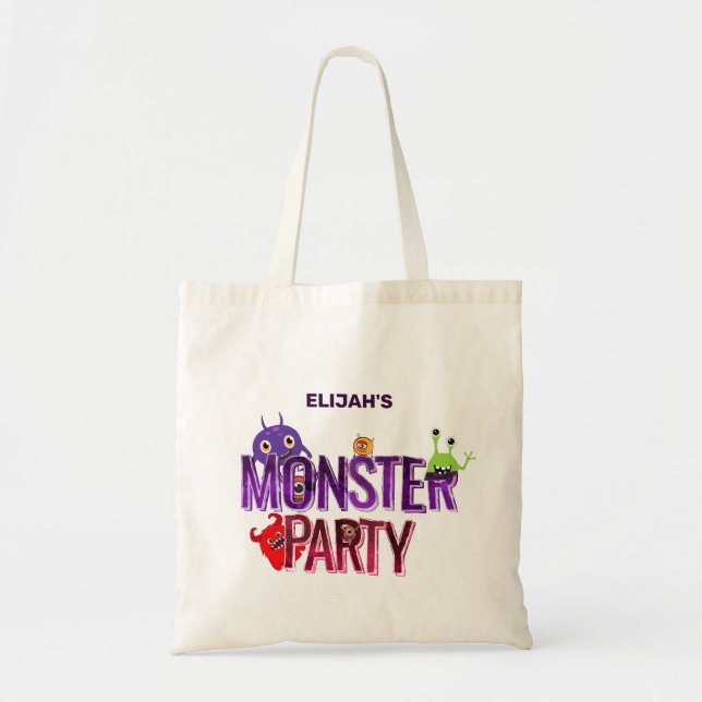 Personalised Monster Party Trick or Treat Tote Bag (Front)