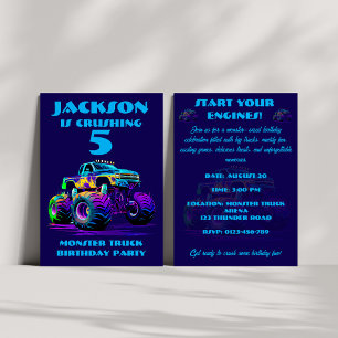 Personalised Monster Truck Birthday Invitation
