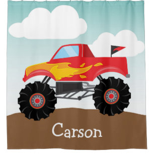 Personalised Monster Truck, Boy's Shower Curtain