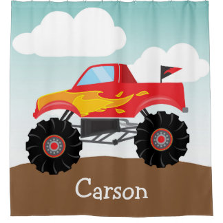 Personalised Monster Truck, Boy's Shower Curtain