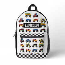 Personalised Monster Truck Kids Backpack