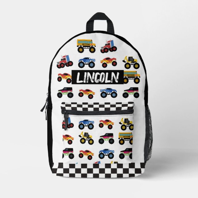 Personalised Monster Truck Kids Backpack (Front)