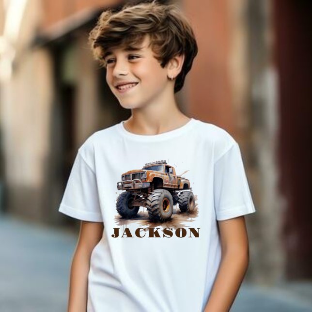 Personalised Monster Truck Name T-Shirt For Kids  (Creator Uploaded)