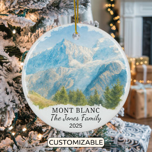 Personalised Mont Blanc Ornament, France Ceramic Tree Decoration
