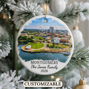 Personalised Montgomery Ornament, Custom Alabama Ceramic Tree Decoration