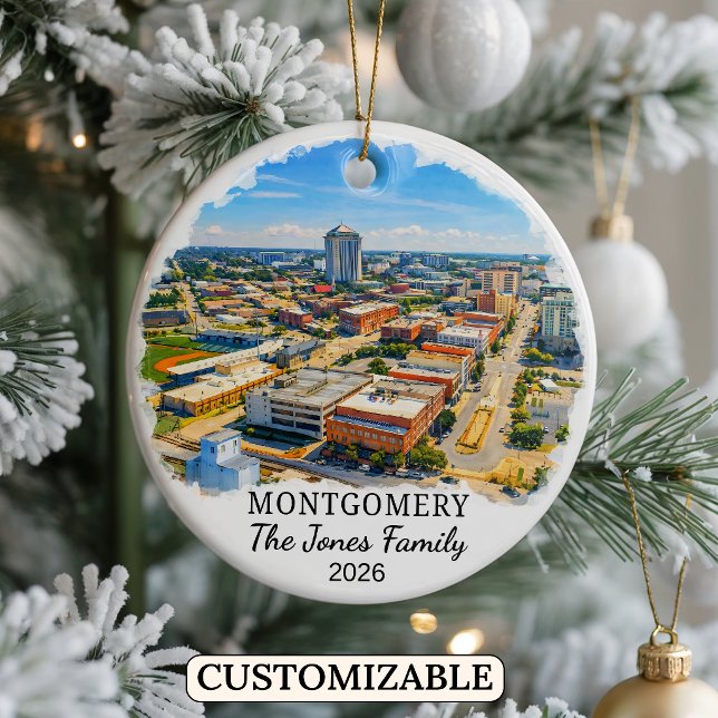 Personalised Montgomery Ornament, Custom Alabama Ceramic Tree Decoration (Creator Uploaded)