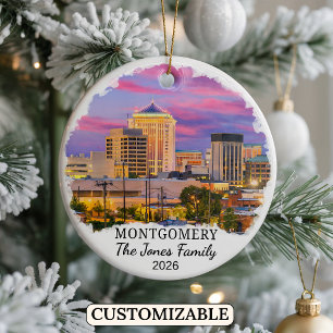 Personalised Montgomery Ornament, Custom Alabama Ceramic Tree Decoration