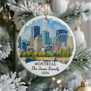 Personalised Montreal Ceramic Ornament, Custom Can Tree Decoration