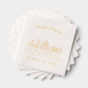 Personalised Montreal Wedding Napkins Gold Foil