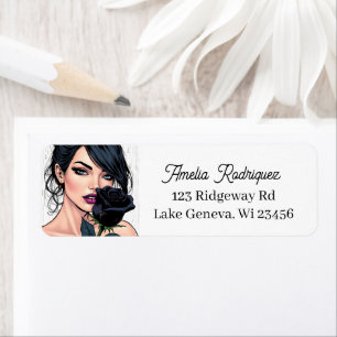 Personalised Moody Gothic Woman with Rose  