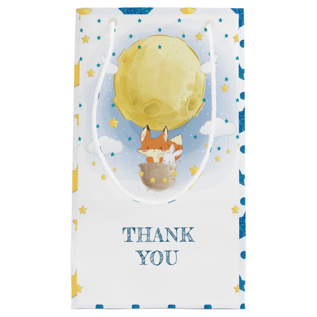 Personalised Moon Air Balloon Favour Small Gift Bag (Front)
