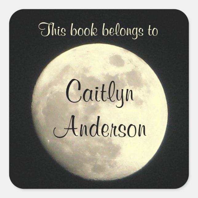 Personalised Moon Bookplate Sticker (Front)