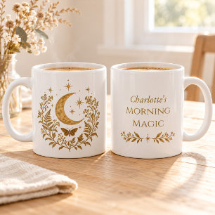 Personalised Moon Moth Botanical Morning Magic Mug
