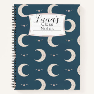 Personalised Moon Pattern Spiral Notebook 8.5x11