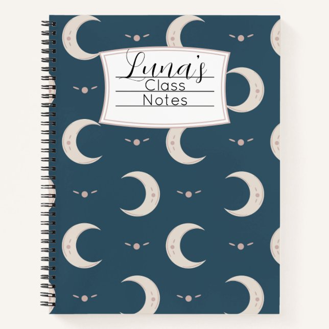 Personalised Moon Pattern Spiral Notebook 8.5x11  (Front)