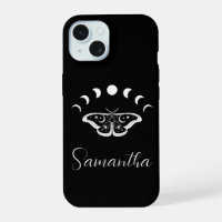 Personalised Moon Phase Moth Black and White