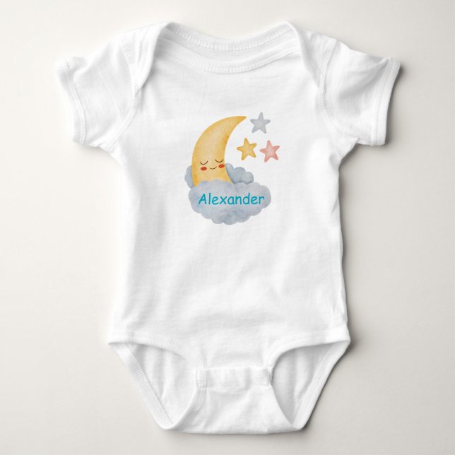 Personalised Moon & Stars Baby Bodysuit (Front)