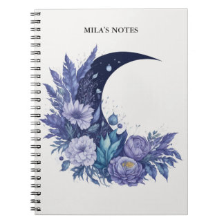 Personalised Moon Watercolor Celestial Purple Notebook