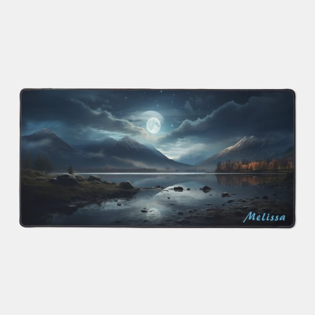 Personalised Moonlight Night Landscape Desk Mat  (Front)