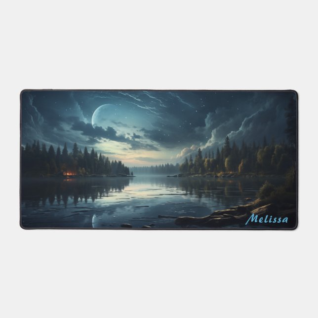 Personalised Moonlight Night Landscape Desk Mat  (Front)