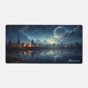 Personalised Moonlight Night Landscape Desk Mat 