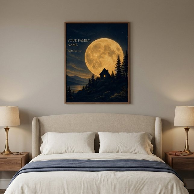 Personalised Moonlit Cabin Wall Art Print (Creator Uploaded)