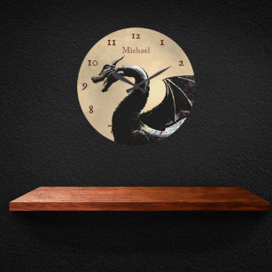 Personalised Moonlit Dragon Round Clock