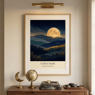 Personalised Moonrise Landscape Art Poster