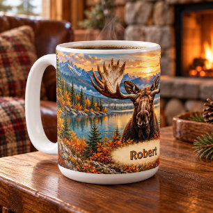Personalised Moose Mountain Lake Coffee Mug