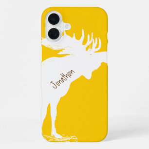 Personalised Moose Yellow Changes to Any Colour iPhone 16 Plus Case