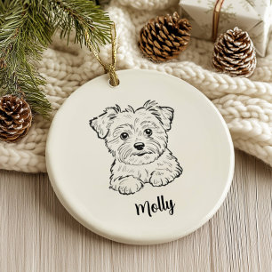 Personalised Morkie Dog Christmas Ceramic Tree Decoration