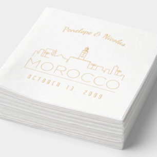 Personalised Morocco Wedding Napkins Gold Foil