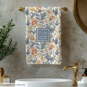 Personalised Morris Style Art Nouveau Floral Art Bath Towel Set