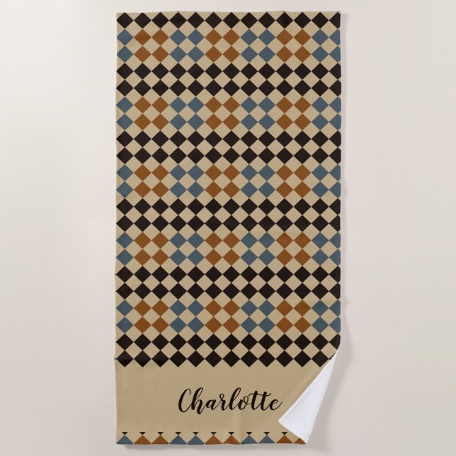 Personalised Mosaic Tile  Beach Towel (Front)