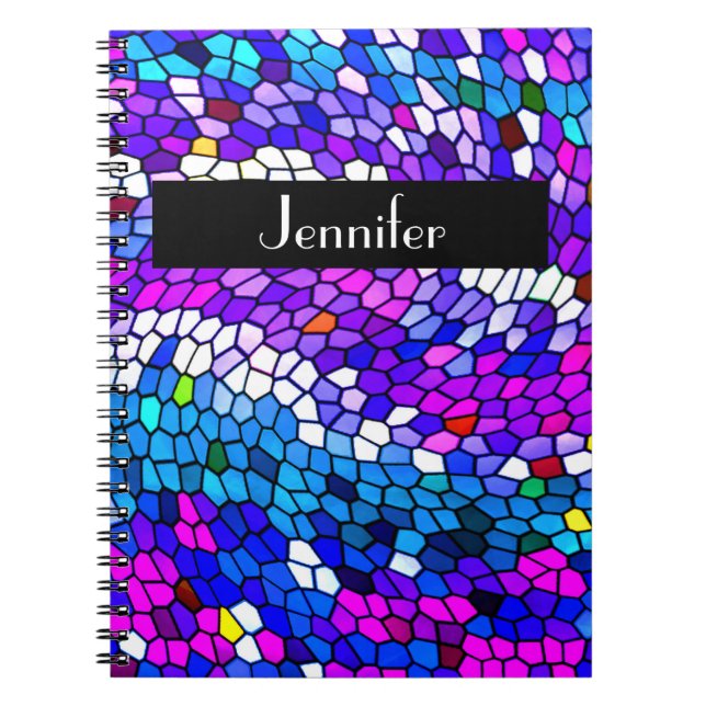 Personalised Mosaic Tile Pattern Purple Notebook (Front)