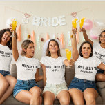 Personalised Most Likely To Bachelorette Party T-Shirt<br><div class="desc">Are you looking for a funny and unique way to show off your love for your soon-to-be bride? Then check out our personalised Most Likely To bachelorette party shirts! These shirts are perfect for any girl planning her big day. Not only are they hilarious, but they're also made from high-quality...</div>