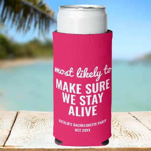 Personalised Most Likely To Funny Bachelorette Seltzer Can Cooler