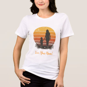 Personalised Mother and Child Sunset Silhouette  Tri-Blend Shirt