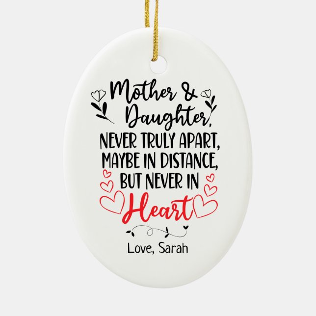 Personalised Mother And daughter Distance Ceramic Tree Decoration (Back)