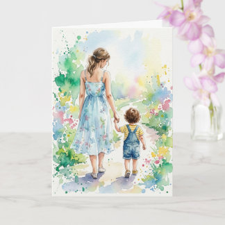Personalised Mother and Son Watercolor Card