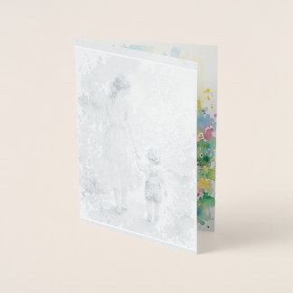 Personalised Mother and Son Watercolor Foil Card