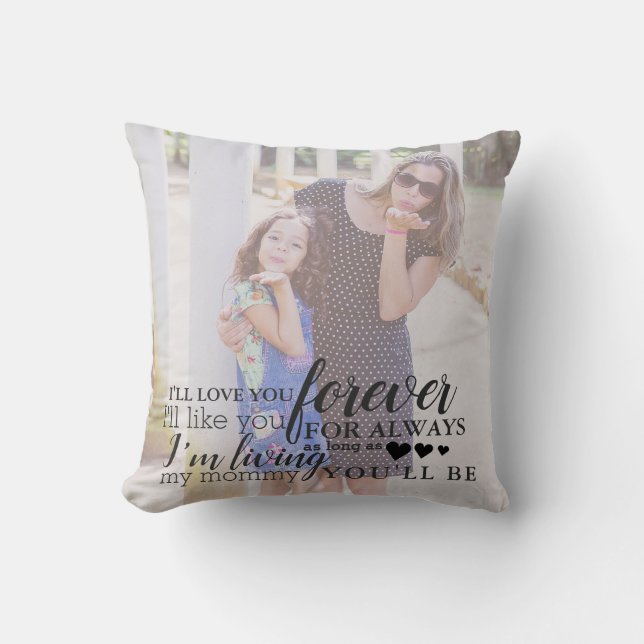 Personalised Mother Daughter Photo Quote Pillow (Front)